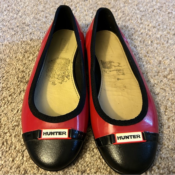 Hunter girls red & black slip on ballet flats size 5 - Picture 4 of 7